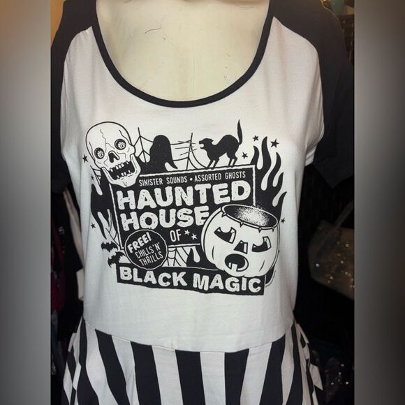 Sourpuss Haunted Raglan Skater Dress - Picture 6 of 6